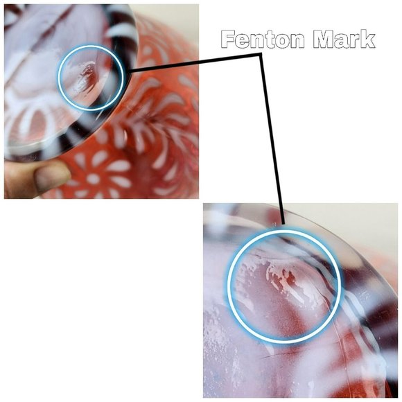 VTG Fenton Vase 11.5" Daisy & Fern Cranberry Opalescent Glass Ruffled White Pink - Picture 3 of 10